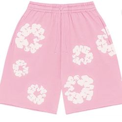 Pink Denim Tear Shorts 