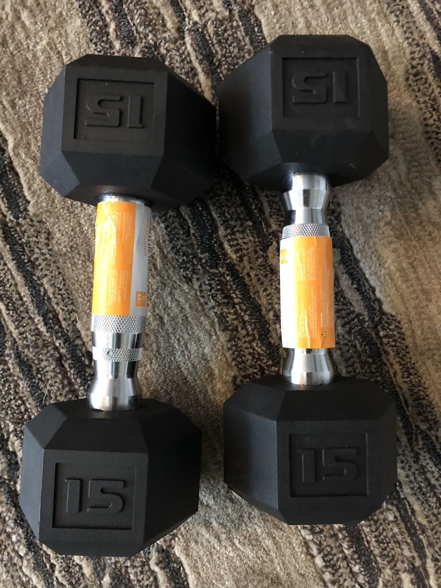 2 15 lbs dumbbells