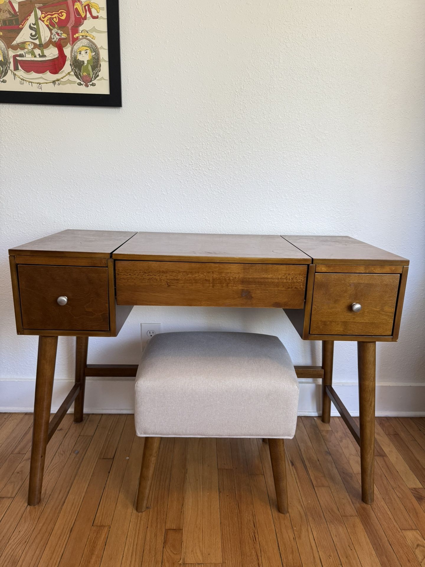 MCM-style Vanity With Stool