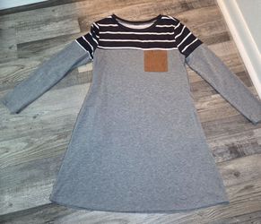 Striped Colorblock Long Sleeve T-Shirt Dress