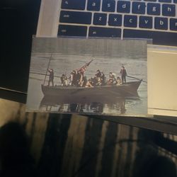 Durham boat at christmas crossing vintage postcard