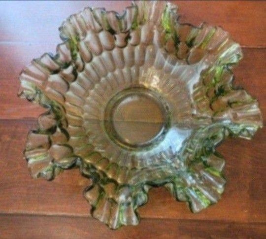Fenton Green Bowl 13 Inches wide