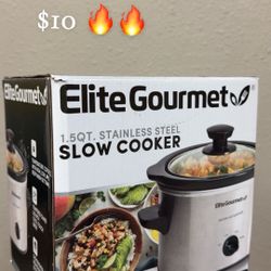 Elite Gourmet Stainless Steel Slow Cooker – 1.5 Qt