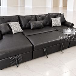 Leather Sleeper Sectionals (+Storage)