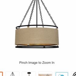 Minka Lavery (Brand Rating: 4.6/5) Windward Passage 6-Light Soft Brass and Coal Drum Pendant with Natural Brown Rope