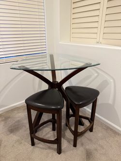Glass Top Bistro Table with 2 Stools