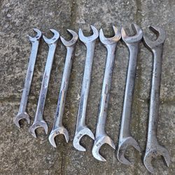 Snap On 7pc SAE Ffour Way Angle Head Open End Wrench Set