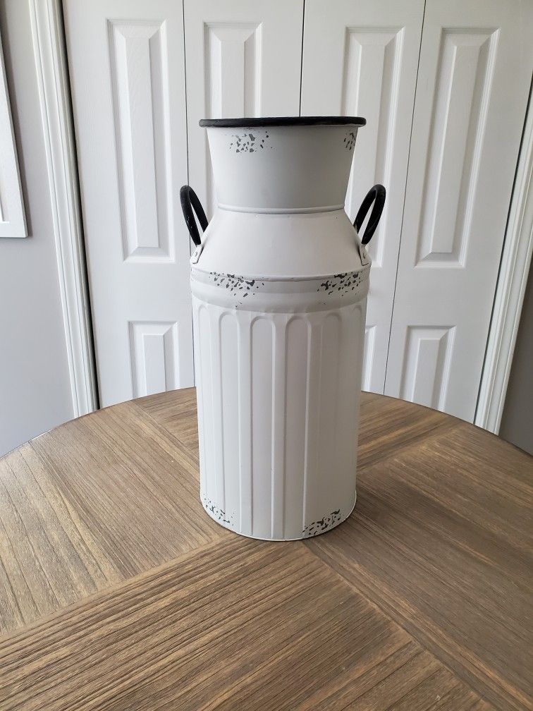 White Metal Jug Farmhouse Decor 