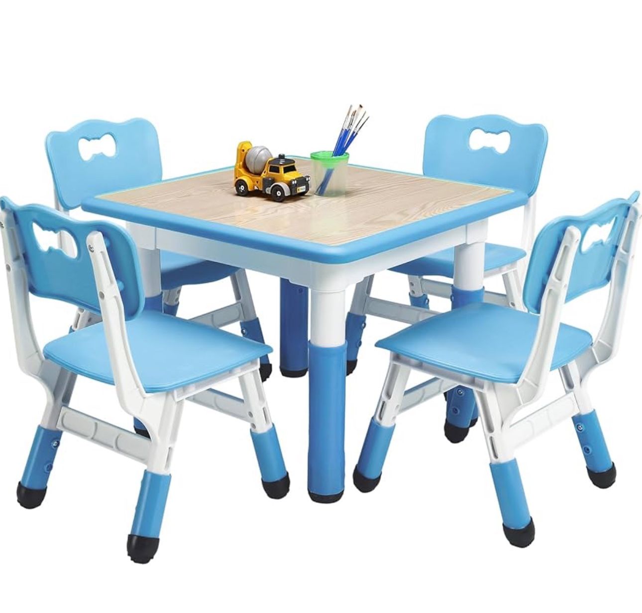 Kids Table and Chairs Set, Height Adjustable Toddler Table and