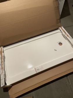 Bootz Industries Aloha ShowerCast 60 in. L x 30 in. W Alcove Shower Pan Base in White with Square Chrome Right Drain 