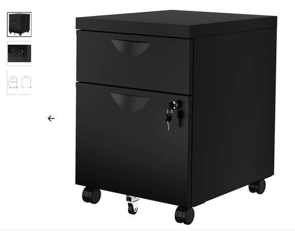 IKEA ERIK Drawer unit w 2 drawers on casters, black, 16 1/8x22 1/2 "