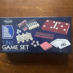 Fine Life 7-in-1 Board Game Set – Chess, Cards, Dice, More – NEW