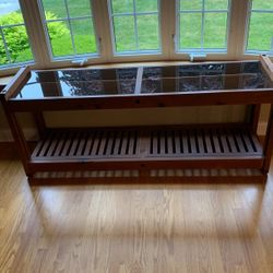 Redwood mission style glass top console table