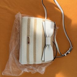 Kate Spade Straw & White Leather