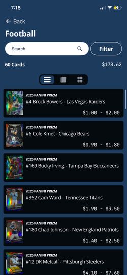 Panini Prizm NFL Trading cards 2025 (60 Cards)