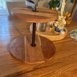 Cupcake Stand, Othran 2 Tier Wood Cake Stand Cupcake Tower Wooden Cupcake Stand 3 Tier Serving Tray for Farmhouse Wedding, Birthday, Tea Parties, Baby