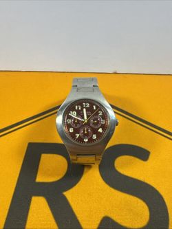 FOSSIL BLUE BQ9102 MULTIFUNCTION RED DIAL W/ DAY DATE 24 HRS 10ATM LADIES WATCH