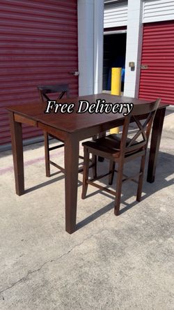 Dining Set Table and 2 Chairs Counter Hight