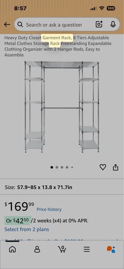 Garment racks and metal shelving - different prices - read
