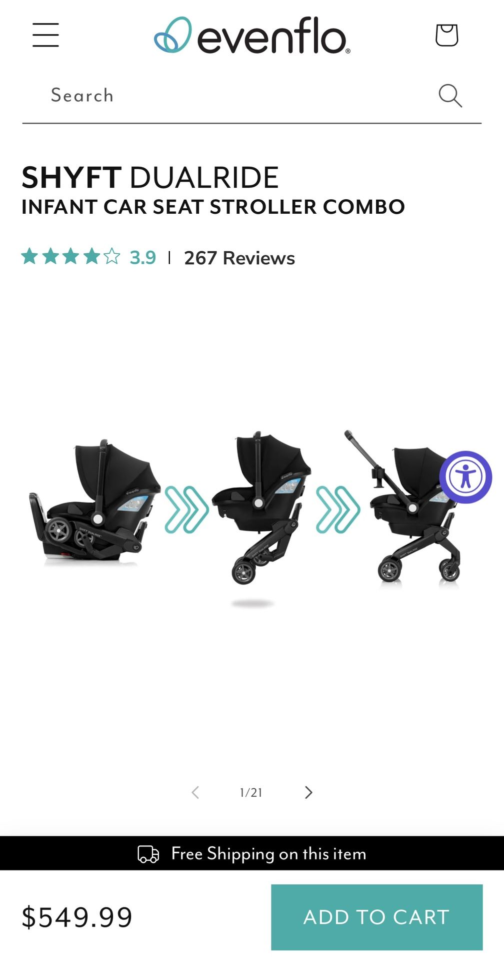 Shyft DualRide Infant Car Seat and Stroller Combo