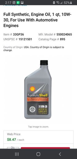12 New Quarts 10w 30w Synthetic Shell Motor Oil  Many More Retirement Sale