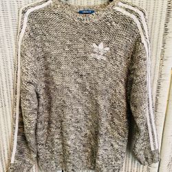 Adidas 3 Stripe Unisex Gray And White Sweater (XS)  Pre-Loved  Cbin