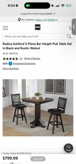 Pub table with bar stools TODAY ONLY