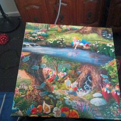 Thomas Kinkade Certified Painting Alice In Wonderland
