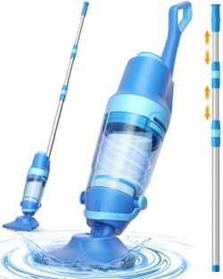 Cordless Pool Vacuum for Inground & Above Ground Pools: 23.8 GPM Powerful Stable Suction, Telescopic Pole up to 90.6", 60-Min Runtime, Extra-Large Fil