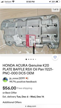 Honda Acura K20 Oil Pan Baffle