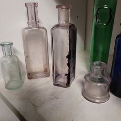 antique glass color bottles 