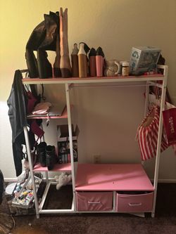 Clothing rack with shelves