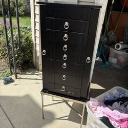 Black Jewelry Armoire with Mirror 