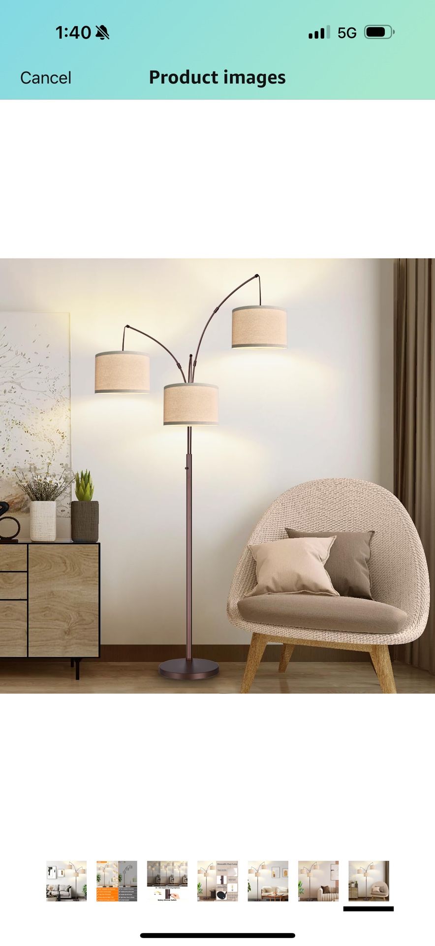 Dimmable Floor Lamp - 3 Lights Arc Floor Lamps for Living Room, 1000LM Modern Tall Standing Lamp With Beige Shades, Mid Century Tree Floor Lamp for Be