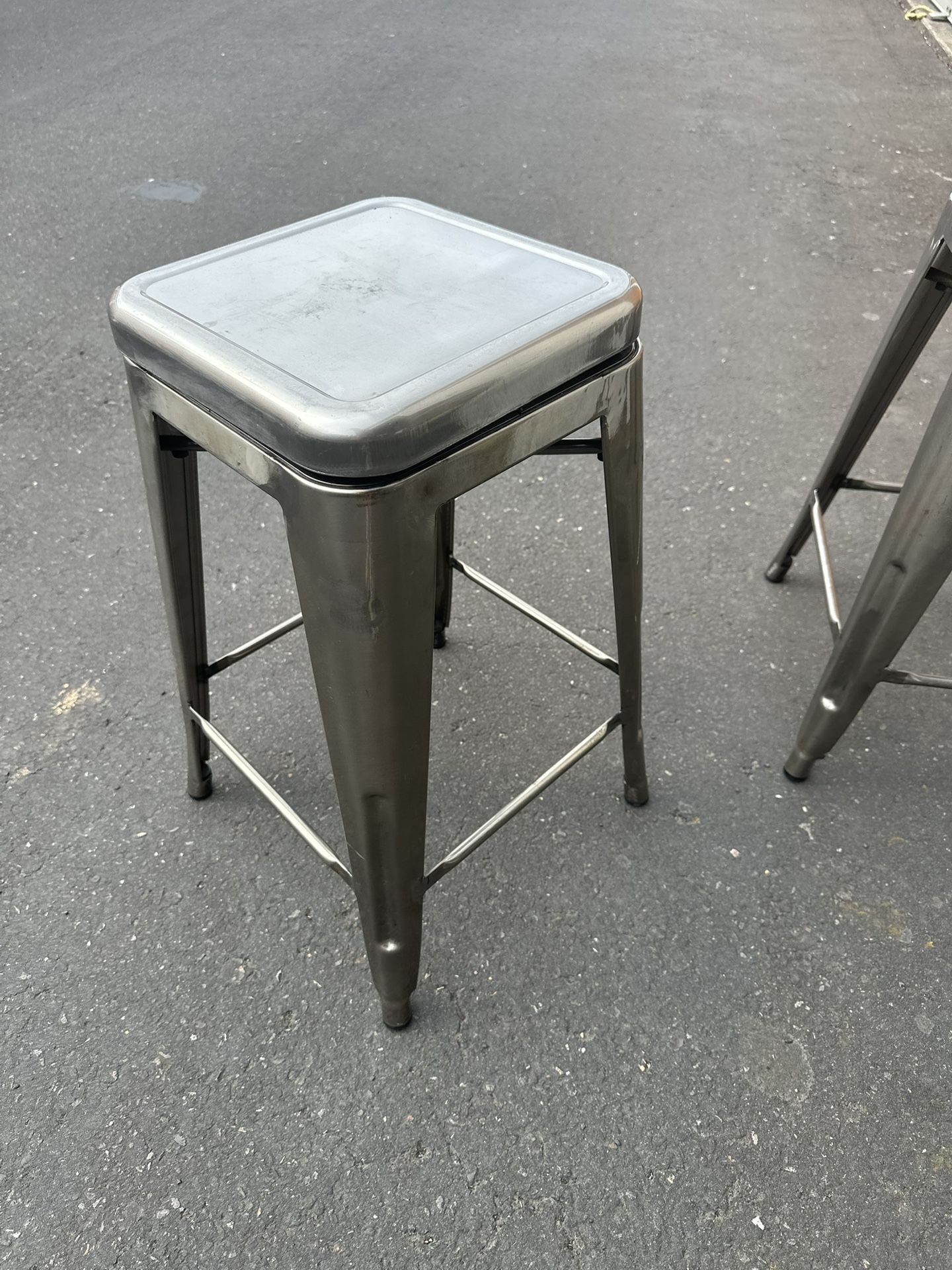 Two Metal Swivel Stools