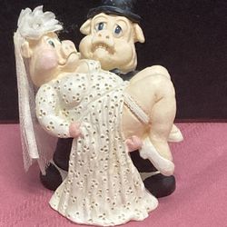 Wedding Day Pig Couple, Cast Resin