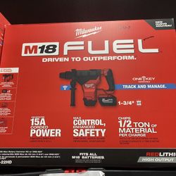 Milwaukee M18 FUEL ONE-KEY 18V Lithium-Ion Brushless Cordless 1-3/4 in. SDS-MAX Rotary Hammer with Two 12.0 Ah Battery
