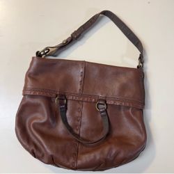 Lucky Brand Cinnamon Brown Leather Convertible ABBEY ROAD Fold Over Shoulder Bag