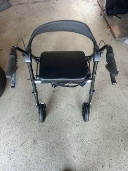 Rollator Walkers with Seat for Seniors, Foldable 8" Big Wheels All Terrain Rolling Walker, Handles and Ergonomic Seat Height Adjustable, 350 lb 