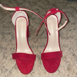 Red Chunky Heels 