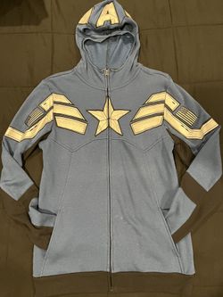 Marvel Captain America The Winter Soldier Full Zip Hooded Costume Jacket Men’s Small 
