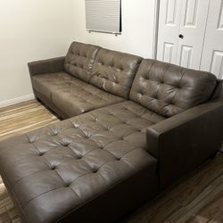 Leather Sofa with Chaise