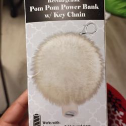 New Rechargeable Pom Pom Power Bank With Keychain