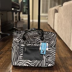 CalPak -  Zebra Print Duffel Laptop Rolling Carry on