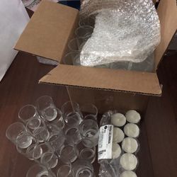 Candle Holder Glass, Around 75 Glasses Clear Color, 24 New Candles