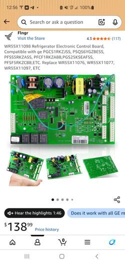 WR55X11098 GE Refrigerator Electronic Control Board