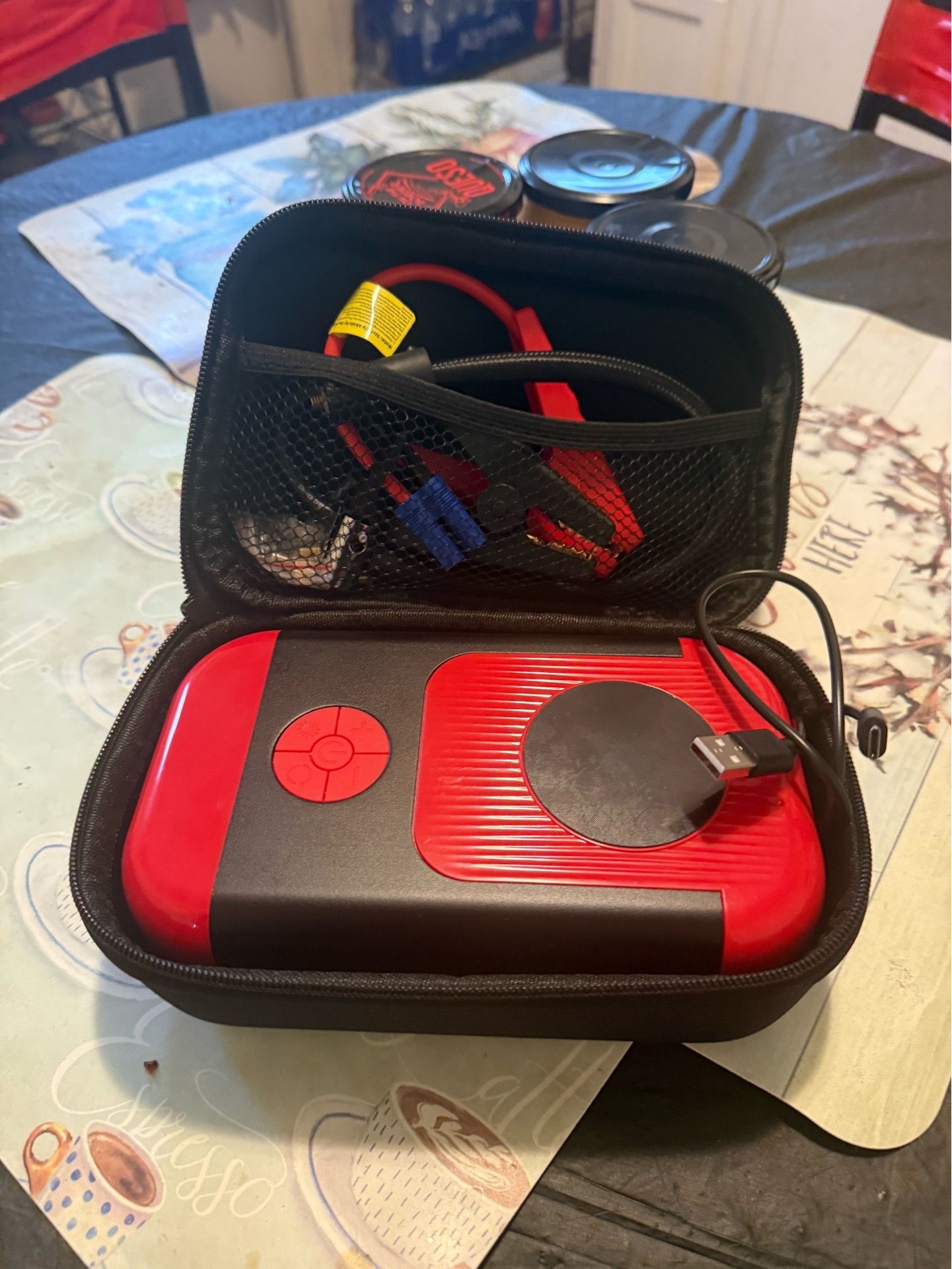 Jump cable n air pump all in one