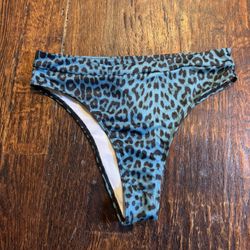 Blue Leopard Print Bikini Bottoms – Size L