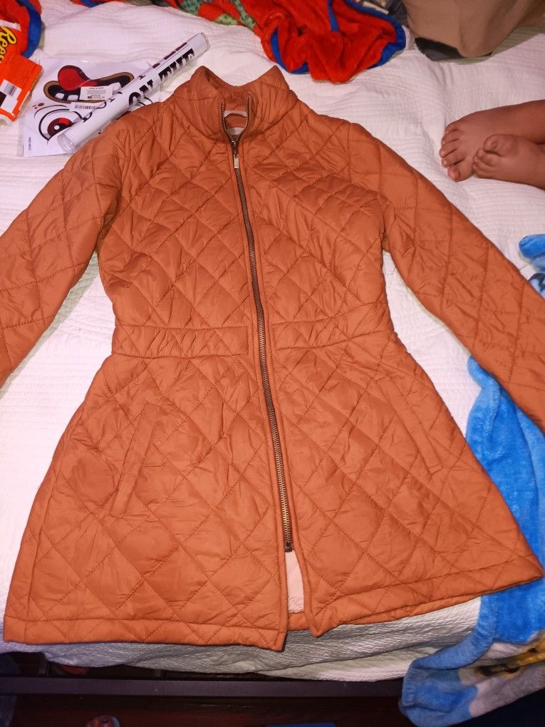 Pinkish/orange Quilted Down Coat Size Small