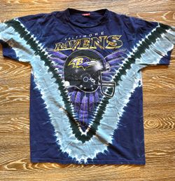 Baltimore Ravens Vintage NFL Majestic Tie-Dye Graphic T-Shirt Size Large